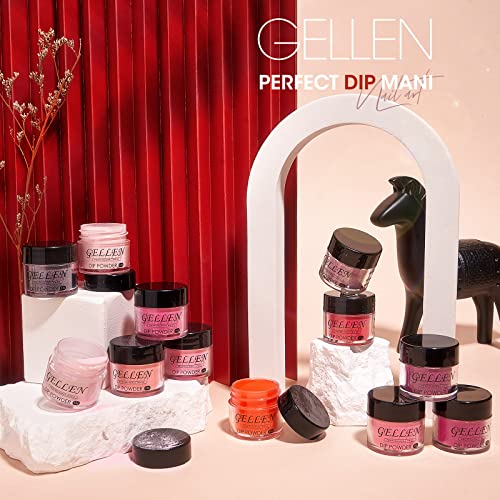 Kit de unhas de pó de mergulho vermelho Gellen, 12 cores kit de pregos em pó de acrílico, o outono de inverno dip em pó de pó - vinho de vinho tinto Manicure Dip Dip Manicure