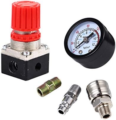 Ferramentas universais doiTool 1pcs regulador de compressor de ar com medidor, regulador de pressão de ar com medidor para