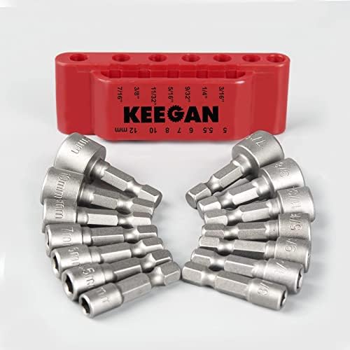 Keegan Tools de 14 peças Mudanças de nozes de troca rápida Conjunto de nozes de 1/4 ”de haste Fit Fit Rickge/Lanks Chucks inclui métrica
