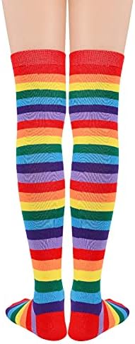 American Trends Womens Meias arco -íris de meias listradas de meias altas coxa meias altas meias casuais meias que aquecedores de