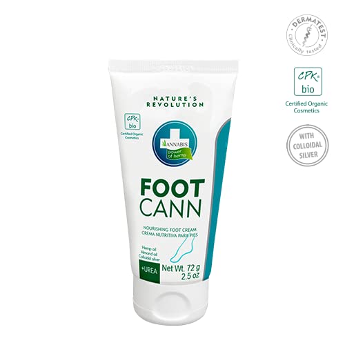 Annabis Footcann hidratante e rejuvenescimento de creme de pé com cânhamo orgânico, uréia e prata coloidal, 2,5 oz