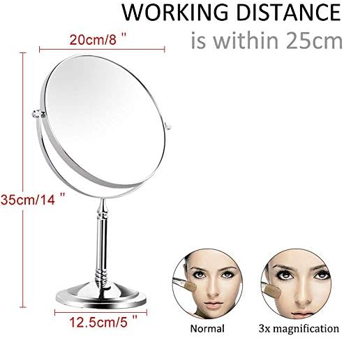 Lianxiao - espelhos de maquiagem em pé de 8 polegadas, ampliação de dupla face e 360 ​​de 360 ​​de vanguarda de latão rotativa Cosmética