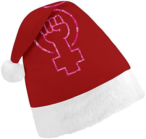 Chapéu de Natal de Power Power Power Power Feminista Naughty and Nice Papai Noel com borda de pelúcia e Decoração de Natal de Liner Comfort