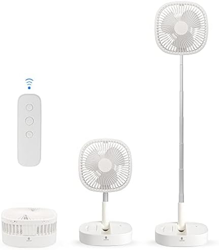 Ventilador de pedestal portátil - ventilador dobrável Fan dobrável de mesa, Wireless Use 7200mAh Bateria recarregável, controle