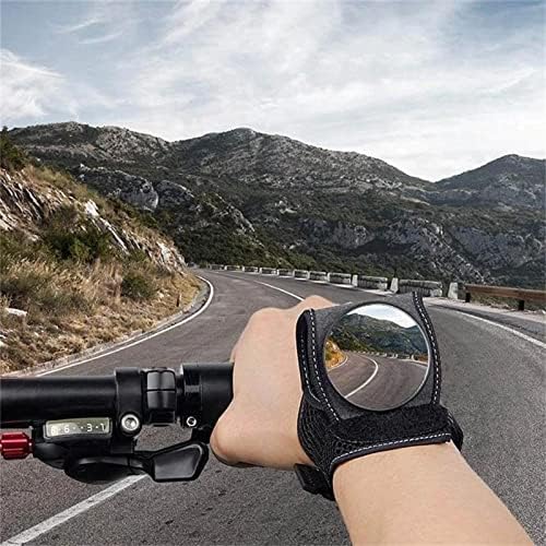 BZDZMQM Bicicleta Segurança do pulso Espelho retrovisor, espelho retrovisor de bicicleta com pulseira de pulso, couro + malha de bicicleta