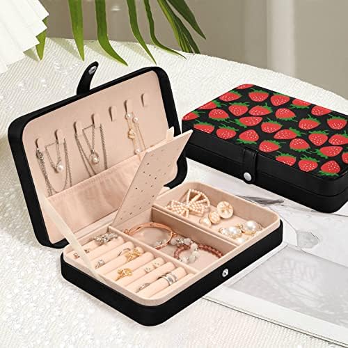 EMELIVOR STRAWBERRY Fruit Jewelry Caso de jóias PU couro portátil caixa de jóias de viagens Organizador de jóias de jóias para