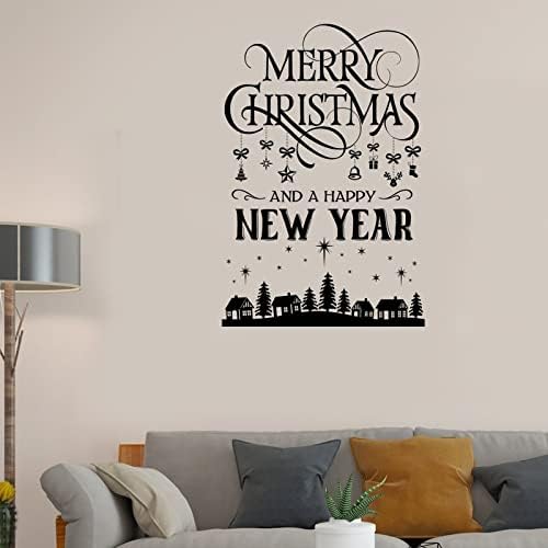 Feliz Natal e um Feliz Ano Novo Decalques de Vinil Peel e Stick Family Quote Sticker Murais de Arte Funny Wall Art Decoration for Office Classroom Teen Dorm Room 47in