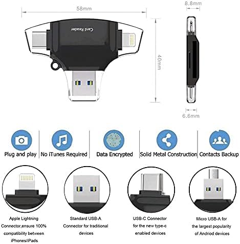 Boxwave Gadget Smart Compatível com Honor 8s - AllReaded SD Card Reader, MicroSD Card Reader SD Compact USB for Honor