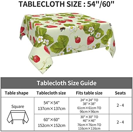 Toleta de mesa quadrada de Zeraoke 54 x 54 polegadas, pano de mesa de morango adorável, toalhas de mesa de fazenda para mesas