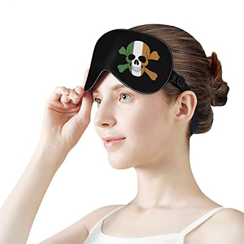 Irlanda Flag Skull Sleeping Máscara com cinta ajustável Tampa de olho macio para venda para viagem para viajar Relax