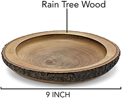Elegância de Aeravida Nature Round Rain Tree Wood Tigela de madeira esculpida | Modern Serving Bowl | Rain Tree Wood Kitchen Decor
