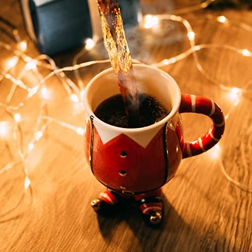 Natal Papai Noel Caneca elfa - pintada à mão - Presente sazonal de férias, café, água de chá - 14 onças de 6 alta copo de temporada
