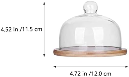 Bolo de madeira Stand com tampa da cúpula: Cupcake Plate Plate Plates Chocolate Pastry Server 12x11. Recipiente de armazenamento de sobremesas de 5 cm para material de festas de chá de aniversário de aniversário