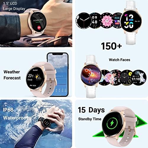 HOAIYO SMART RISK, 1,5 Smartwatch com chamadas/texto/freqüência cardíaca/sono/calorias, rastreador de fitness esportivo à prova d'água