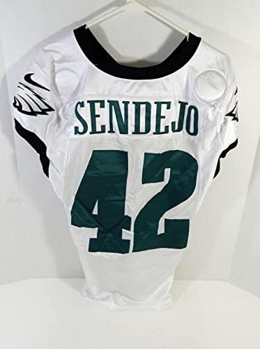 2019 Philadelphia Eagles Andrew Sendejo 42 Game usou White Practice Jersey 661 - Jerseys não assinados da NFL usada