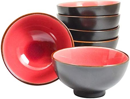 Frieling Ja Chawan Porcelain Tea Bowls, 8 ouince Conjunto de 6, vermelho