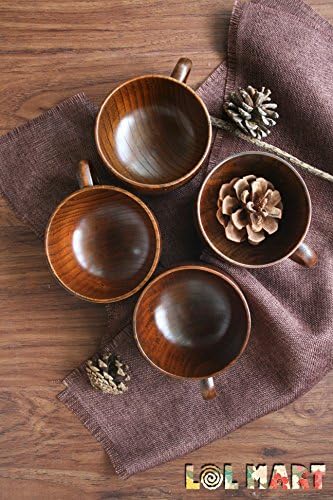 Canecas de café grandes de madeira jujube natural, tigelas de sopa de madeira japonesa, canecas de cerveja artesanal com