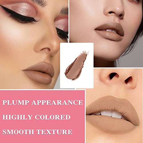 Batom nude fosco, sedoso e aveludado longa copo não bastão altamente pigmentado Lip Bloss Makeup Gifts Definir Nude Limpo