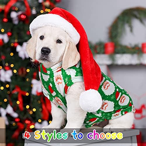 4 peças cachorro camisa de natal respiraple colete de animais de estimação Papai Noel Colle