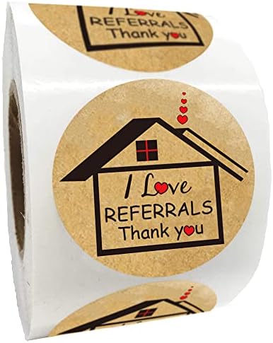 Eu amo referências adesivas em forma de casa agradecimento rótulos 1.5 Kraft Real Estate House Adesivos e suprimentos de suprimentos