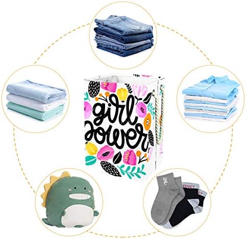 Deyya Girl Power Laundry Baskets dificulta o alto resistente para crianças adultas meninos adolescentes meninas em quartos
