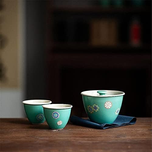 Walnuta 1 panela 2 xícaras de decalques artesanais Conjunto de chá portátil para viagens Cerâmica Serviço de chá Retro Kung Fu Serviço