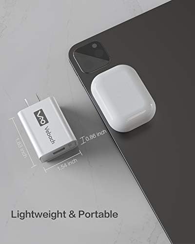 Porta de carregador de parede USB Vebach, Ul Certificado Charge Rick Charge 3.0 18W Adaptador de carregamento de energia CA CA Compatível com Galaxy S10/S9/S8/Nota 8/7, LG G6/G4/V30, HTC 10, Nexus 9, iPhone, iPad e mais