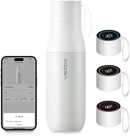 Vsitoo Sports Water Bottle - 15 oz, alça de transporte, prova de vazamento, aço inoxidável isolado a vácuo, sem BPA, mantenha a bebida