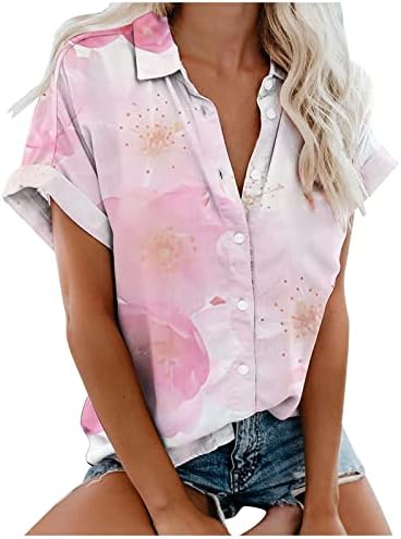 Tops Tipo Túnica para Mujer Camiseta Holgada Botones y Estampado floral camiseta con