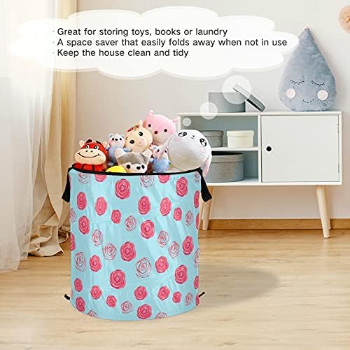 Aquarela Rose Pop Up Rapazina de Lavanderia com tampa de cesta de armazenamento dobrável Bolsa de roupa dobrável para o quarto das crianças do hotel