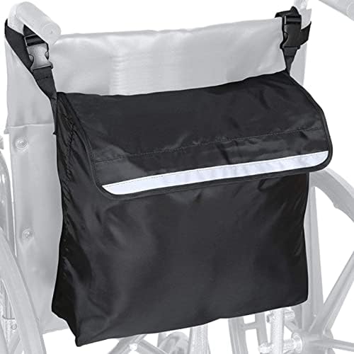 Acessórios para cadeira de rodas Bolsa de cadeira de rodas preta, sacos de cadeira de rodas para pendurar nas costas, grande