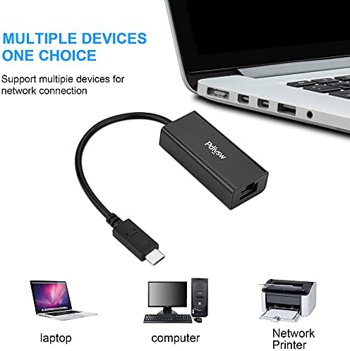 Adaptador USB C para Ethernet, RJ45 para USB C Thunderbolt 3/tipo C Adaptador de rede de alta velocidade Ethernet LAN, compatível para MacBook Pro 2020/2019/2018/2017, MacBook Air, Dell XPS e mais