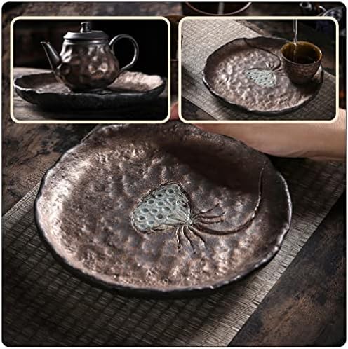 Decoração de casa de nuobester Decoração de casa Cerâmica Decorativa de chá de servir bandeja: Round Desg.