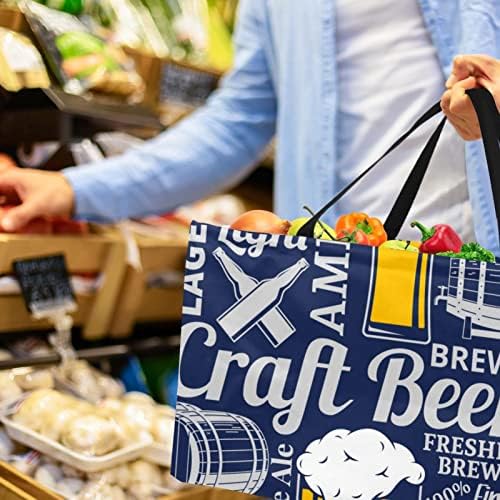 Reutilizável Shopping Shopping Blue Beer Creative Ilustração portátil Folding Picnic Grocery Bags