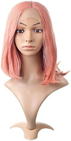 N 12/14 polegadas rosa Bob renda frontal peruca humana cabelo pré -arrancada loira ombre verde ombre curto perucas