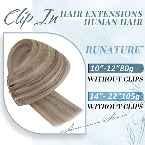 Extensões de cabelo de peruca de Runatura U Parte e clipe em extensões de cabelo Humano Cabelo claro Clear Destaque Platina loira 20 polegadas