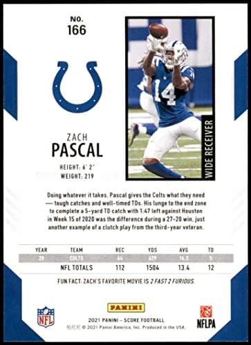 2021 Pontuação 166 Zach Pascal Indianapolis Colts NM/MT Colts