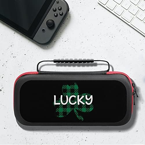 Lucky buffalo xadrez shamrock shamrock protetor protetor hard shell bolsa portátil de viagem com 20 cartucho de jogo