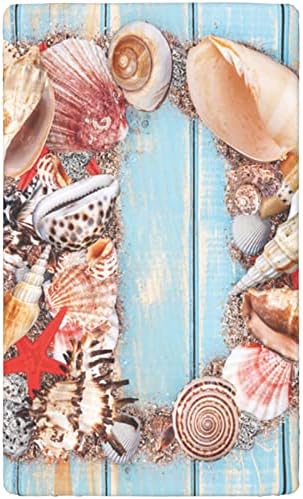 Letra d mar conchelas com tema de madeira ajustada mini folhas de berço, mini lençóis portáteis de berço para criança macho de colchão de colchão ajustado colchão de colchão ou lençol de cama de criança, 24 “x38“, coral escuro de marfim azul pálido