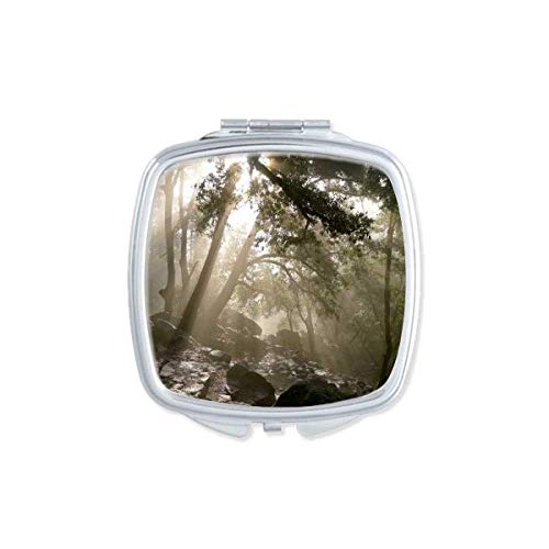 Ciência da ciência florestal verde cenário da natureza espelho portátil composição de bolso compacto vidro de dupla face