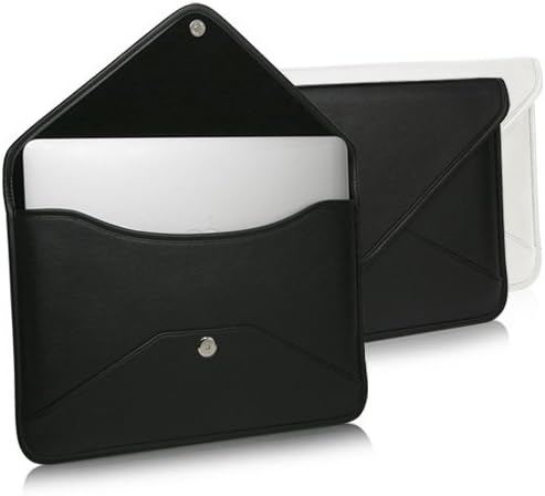 Caixa de ondas de caixa compatível com LG Gram 16 2-1-Bolsa mensageira de couro de elite, design de envelope de capa de couro sintético para LG Gram 16 2-em-1-Jet Black
