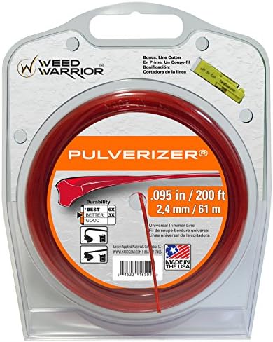 Weed Warrior Pulverizer Universal Trimmer Line com cortador de linha, 0,105 diâmetro x 200 ', vermelho