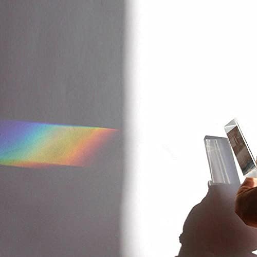 Moudoauer Glass Optical Triple Triangular Prism Acessório de Física Ensino de Luz de Luz de Sete cores reflete o SunLigh