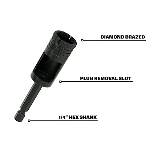 Ferramentas de sabre SAW Diamond Hole de 3/4 de polegada, haste hexadecimal, broca de diamante brasilada de uma peça - broca de