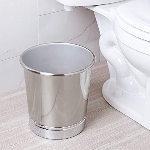 Idesign York Metal Wastebasket, lata de lixo para banheiro, cozinha, escritório, quarto, 9,5 x 9,5 x 10,25 - Níquel escovado e cromo