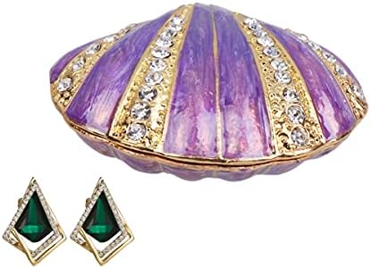 Decoração do Oceano Doitool Caixa de jóias feminina Caixa de jóias de casca de casca de estilo retro Ligante do estilo
