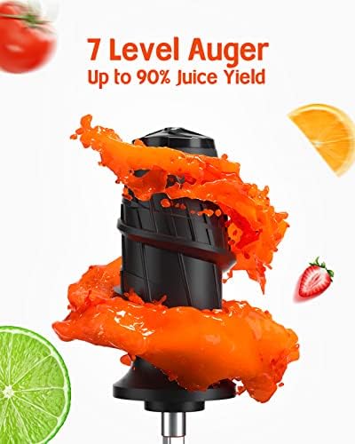 Hazel Quinn Mlastating Juicer, Slow Cold Press Máquinas de espremedor para frutas e vegetais, modos fáceis de limpar, 2 velocidades