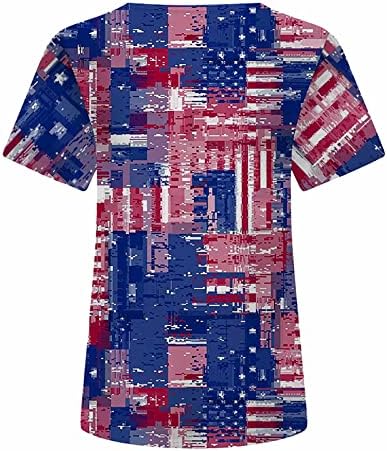 American Flag Shirt Women USA Stars Stripes Patriótico Camisa de verão Crewneck Tops