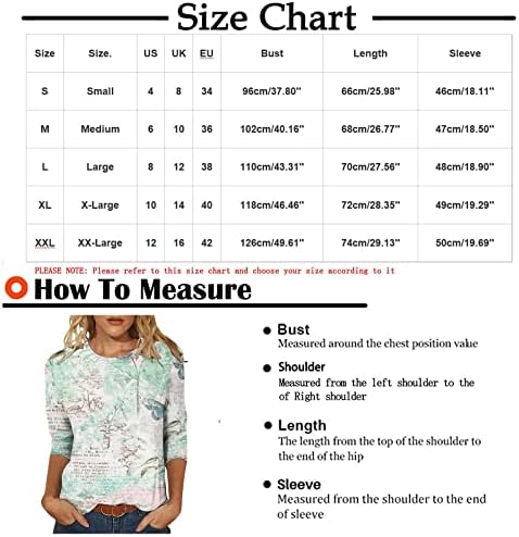 3/4 camisas de manga Mulheres casuais tops de verão da moda Blouses Dressty 2023 Fall Fashion Tees Crew pescoço Pullover de moletom