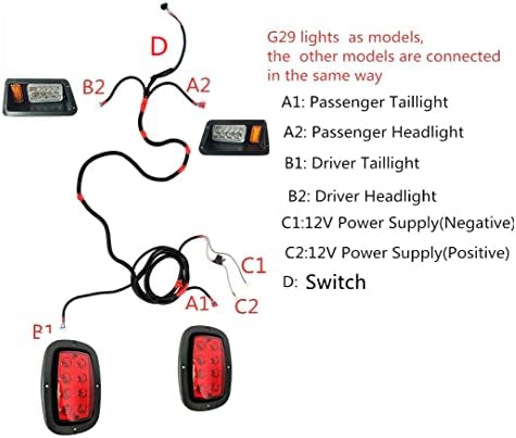 Bestaccess Golf Cart Yamaha LED Lights Kit com luzes traseiras LED se encaixa Yamaha G14 G16 G19 G22 Carrinho